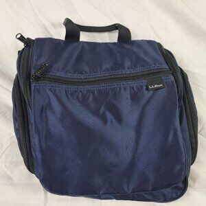 LL Bean Personal Organizer Blue Toiletry Storage Hanging Zippers